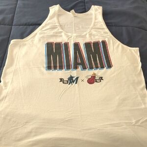 Tultex White Miami Tank Top with Black, Blue & Red Graphic